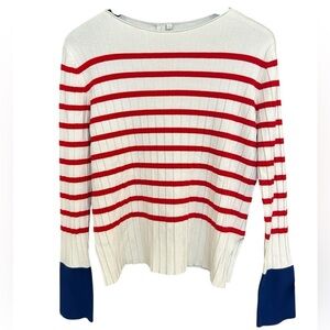 Marisfrolg 38 (M) striped light pleated sweater- can’t read fabric label EUC